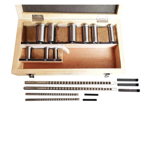 Keyway Broach Kit 18 Piece HSS Metric Set For CNC Machining with Precision Ground Teeth in wooden case