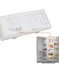 Plug And Play Refrigerator LED Light Replacement With Housing For Ceiling Right Side Easy Install Fits WRS322 And WRS325 Series Fridges Main LED Control Board Included shown close up with fridge display