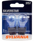 Pack of 3157 SilverStar Mini Bulbs Brighter White Light for daytime running lights and backup reverse lights, two pack product packaging.