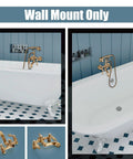 Antique Brass Wall Mount Bathtub Faucet With Tub Spout Filler Kit Double Lever Handles Telephone Hand Shower Sprayer Diverter