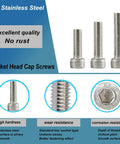 Assortment Kit Of M3 Socket Head Cap Screws 20mm To 40mm 100Pcs Stainless Steel 304 Fully Threaded Bright Finish Metric Allen Hex Drive Bolts For DIY Projects Home Repairs And Hobby Use image showing various screw sizes and details.