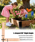 Children planting flowers in a raised garden bed secured with Premium Stainless Steel Raised Garden Bed Corner Brackets 8 Pack Heavy Duty L Braces.