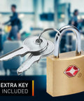 Mini Brass Square TSA Travel Lock For Luggage And Carry On, Durable Padlock with keys for suitcases, in an airport setting