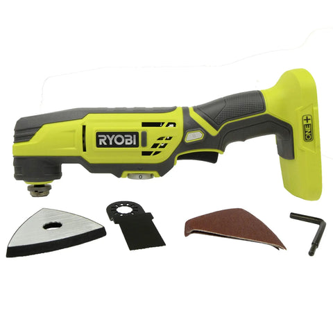 18V One Plus Cordless Oscillating Multi Tool Bare Tool With Three Attachment Heads Blade Semi Circle Blade And Sanding Pad