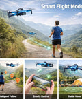 1080P Camera Mini Drone With Brushless Motors For Beginners Long Flight Time hovering in nature, following runner, smart flight modes