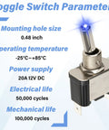 Three Pack LED Lighted Rocker Toggle Switch 12V SPST 3 Pin 2 Position On Off With Silver Plated Terminals And Gum Wood Body Built Tough For Easy DIY Auto Electronics Projects, 20A 12V DC