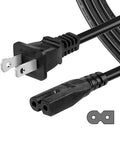Sewing machine power cord, 10 ft, black, front view showing two-prong plug and figure-8 inlet