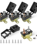 Beefy Auto Reset Circuit Breaker 50 Amp 12V To 24V Dc Stud Bolt Terminals And Rugged Steel Housing with mounting screws.