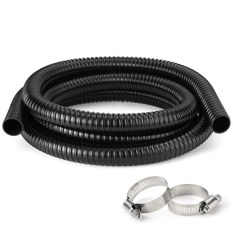 1 Inch Pond Tubing 10 Foot Flexible PVC Corrugated Pond Hose With Stainless Steel Clamps For Garden Ponds Waterfalls Filters And Drainage Built Tough No Kink Black Pump Tubing
