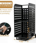 Beefy Heavy Duty 800 Pound Firewood Rack Cart With Wheels showing dimensions 15.94x17.72x37.8 inches and steel handle close-up