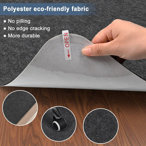 Close-up of 55X35 Inches Anti Slip Chair Mat For Hardwood Floors Under Desk, large floor protector showing anti-slip backing.