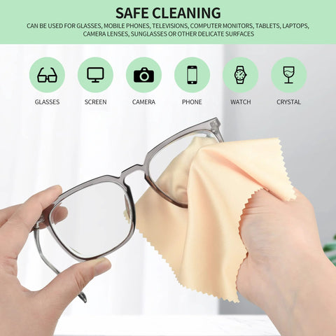 18-pack microfiber cleaning cloths, 7×6 in, multicolor; for glasses, cameras, phones and screens
