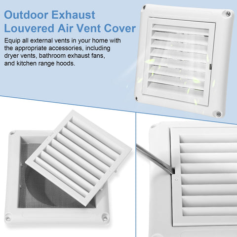 Close-up of 12 Pack 4 Inch Louvered Vent Covers For Exterior Vents With Built In Fly Screen Mesh And 4 Screws Easy Installation Stops Birds Nesting