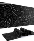 Beastly Ultra Wide Gaming Mouse Pad XL 31.5 By 11.8 Inches with anti slip rubber base for keyboard and mouse, black with white topographic line