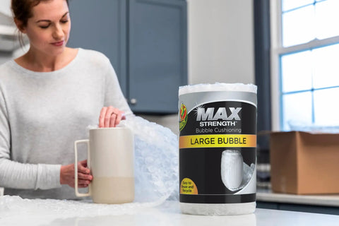 Heavy Duty Large Bubble Cushioning Wrap For Moving And Shipping, 60 Ft Perforated Bubble Roll with large bubbles protecting mug