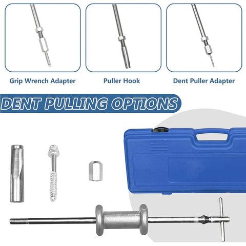 9 Way Slide Hammer Puller Set For Auto Hubs And Axles, Front Wheel Bearing Remover And Rear Axle Hub Dent Shaft Tool Kit, blue case, components