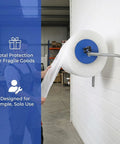 Straight Up Wall Mount Bubble Wrap Dispenser And Rock Solid Foam Roll Holder For Pro Level Packing Stations mounted on wall with protective bubble wrap.