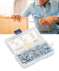 Self Drilling Screws Kit 160 Pcs Carbon Steel Blue Zinc Plated Countersunk Cross Head Fasteners M4.2 For Wood Heavy Duty Rust Resistant Ultra Sharp Threads Deep Thread Design Easy Grip Quick Install in storage box