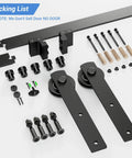 Components of CCJH Six Point Six Feet Heavy Duty Sliding Barn Door Hardware Kit With Quiet Damping Operation and Easy Installation