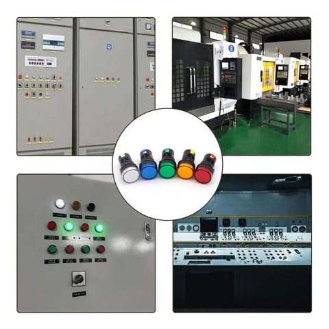 LED Indicator Light Kit 110V AC DC 20mA Flush Panel Mount 22mm Hole Multicolor Red Green Blue Yellow White 10 Pcs in use