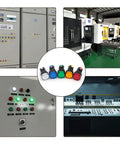 LED Indicator Light ACDC 24V 20mA for control panels, industrial equipment setup with multi-color 10 pcs, 22mm flush mount