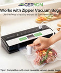 Using Must Have Vacuum Sealer For Dry And Moist Food, Compact Kitchen Gadget With LED Touch Controls on meat with herbs