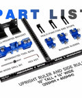 Professional Cabinet Hardware Jig With Micro Adjustment Slider And Drill Bit Storage For Nailing Drawer Pull Placement Right On The Money Smooth DIY Woodworking Alignment Tool That Saves Your Knuckles showing parts like wall-mounted bracket and 5mm drill bit.