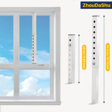 Adjustable Window Security Bars White 1 Piece Fits 9.8 to 16.7 Inch Easy Install showing bar installed on window