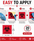 Straight Fire Heavy Duty Waterproof Biohazard Warning Stickers Big Time Visibility 4X4 Inch Decals application steps tutorial.
