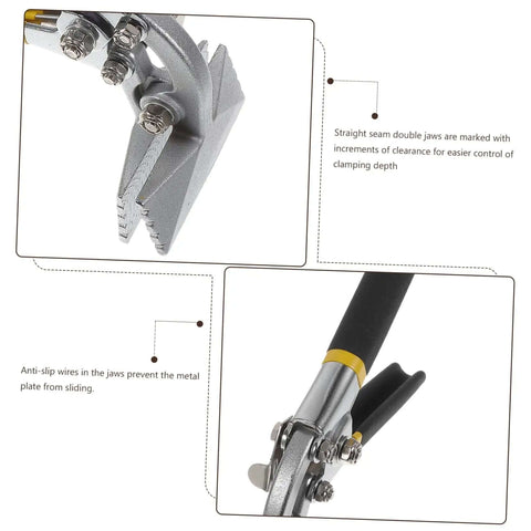 Heavy Duty Hand Seamer Pliers For Metal Bending And Sheet Flattening With Tight Clamp Technology close-up of locking handles