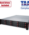 Top Shelf 12 Bay Rackmount Network Attached Storage Delivering 240 Terabyte Raw Power With Ready To Roll Drives, front view with hard drives slots.