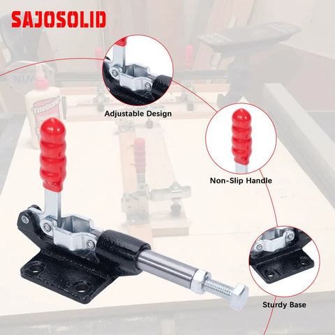 Premium 4 Pack Heavy Duty Push Pull Toggle Clamps Delivering Rock Solid 500 Lb Gripping Power, Precision Machined For Shop Benches And Custom Jigs, No Sweat Operation All Day Long