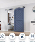 Brushed Nickel Sliding Barn Door Hardware Track Kit Heavy Duty Rollers 36-40 installed in living room