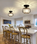 Two Pack Semi Flush Mount Ceiling Light Fixture With Lit Crystal Chandelier Style Modern Mini Indoor Ceiling Lamp in kitchen