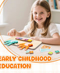 Young girl learning with Super Slick Wooden Number Blocks And Finger Counting Board For Preschool Toddlers Total Game Changer Montessori.