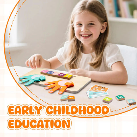 Young girl learning with Super Slick Wooden Number Blocks And Finger Counting Board For Preschool Toddlers Total Game Changer Montessori.
