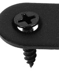Close-up of a black stainless steel straight bracket with screw from 12 Sets Black Stainless Steel Straight Brackets With Screws For Beds And Shelves