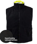 Black vest with zipper, highlighting soft insulating fabric, part of Hi Viz Bomber Jacket With Zipper And Detachable Sleeve, 4XL.