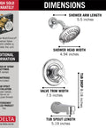 Dimensions of Classic Tub And Shower Faucet With Single Handle Control In Chrome Finish No Fuss Easy Turn Valve And Temperature Volume Controls For Everyday Home Use Needs Rough In Model R10000 UNBX To Complete