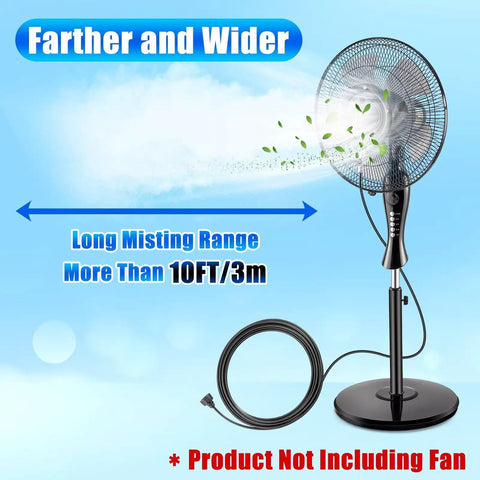 Turn Any Outdoor Fan Into A Chill Mist Mister Kit With 19.69 Ft Water Line 5 Brass Nozzles And Adjustable Valve For Serious Patio Cooling Easy Install Fan Not Included with misting effect diagram and hose