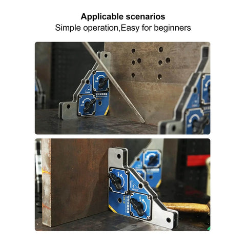 Heavy Duty Magnetic Welding Clamp With 90 Degree Fixture For Steel Plates, 112 Lbs Strong Magnet, dual switch, 2 pack in use