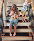 Non Slip Stair Treads For Wood Steps Peel And Stick 8x30 Inch Runner Rug Black 15 Pack on stairs with family