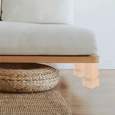 Four Lightweight Solid Wood Furniture Legs with Subtle Light Carvings for Tables Cabinets Sofas and Bed Frames Replacement Parts