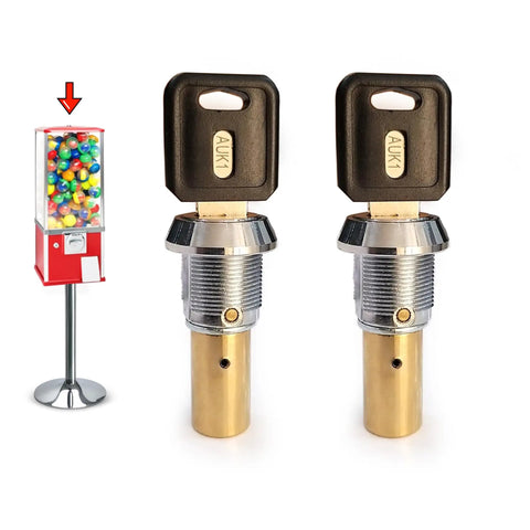 Replacement Lock And Key Set For Gumball Machines Top Lid Locks With Flat Keys Includes 2 Locks And 4 Keys Metric Thread M6 1.0