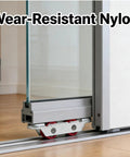 4Pcs Set Rock Solid Steel Slider Door Rollers With Silent Dual Nylon Wheels 16Mm Double Groove Design Self Adjusting Tray For Hassle Free Window Cabinet Glide Upgrades showing dual nylon wheels on sliding door.