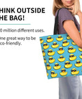 Big Lightweight Tote For Women With Cool Duck Sunglasses Print Reusable Foldable Travel Shoulder Bag Water Repellent Polyester Everyday Carry
