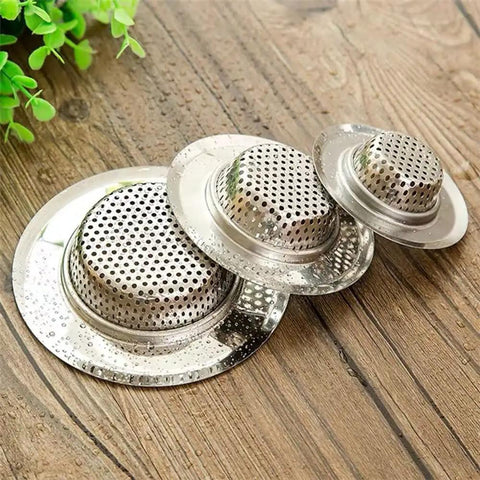 4 Pack Black 304 Stainless Steel Drain Stopper Hair Catcher And Shower Drain Cover For Bathtub Sink Strainer Clog Slayers on wood.