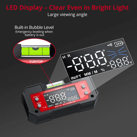 Dual Axis Digital Angle Finder With Magnetic Base For Woodworking And Table Saw Setup Pro Grade Inclinometer with LED display