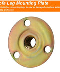 Heavy Duty Furniture Leg Mounting Plates 4 Pack Beefy T Nut Brackets With M4 Screws And Grip Tight Pads Dead Simple Diy Home Makeover Kit close-up of a metal sofa leg mounting plate.