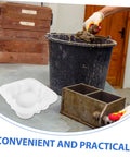 Concrete Paver Mold For Pathways And Patios Easy To Use Stepping Stone Molds next to bucket with concrete mix in workshop